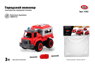 Машина-конструктор Пожарная охрана 1362 (64/2) Play Smart, 31 деталь, звуковые эффекты, в кульке