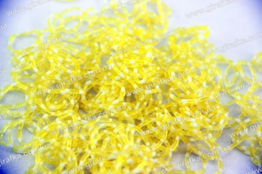 Резиночки для плетения желтые с белыми крапинками Фото