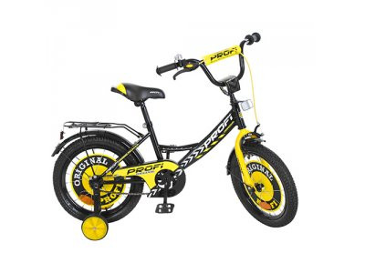 Велосипед детский PROF1 14д. Y1443 (1шт) Original boy,черный,звонок,доп.колеса