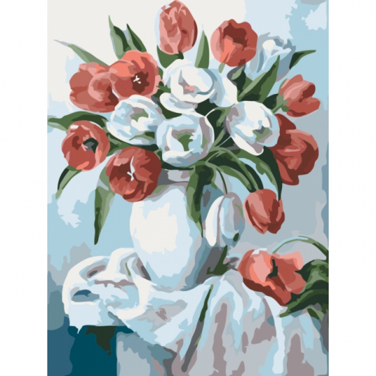 Картины по номерам - Букет ярких тюльпанов(КНО2046) Фото