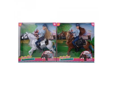 Кукла DEFA 8420 (24шт) 29см, шарнирная, лошадь 30см, 2вида, в кор-ке,34-35,5-9,5см