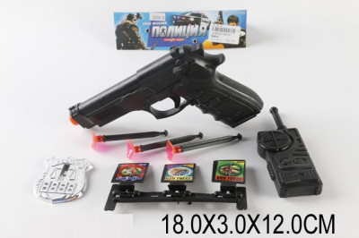 Полицейский набор 688-8 (336шт/2) пистолет, рация, присоски, мишень, в пакете 18*3*12см