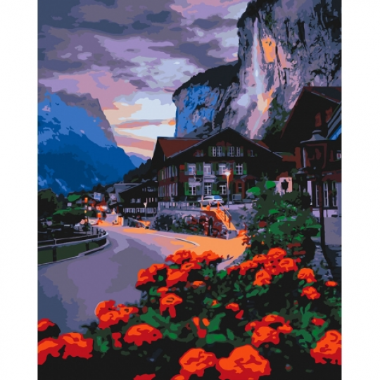 Холст-раскр по номерам 40*50см &quot;Лето в Швейцарии&quot; на раме+краски+кисти КНО 2262 Фото