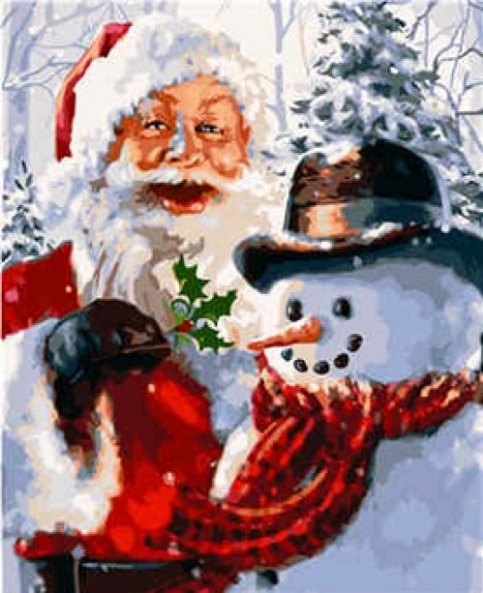 Набір для розпису по номерах VA-2151 &quot;Санта та сніговик&quot;, розміром 40х50 см Фото