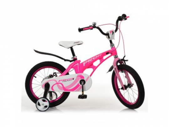 Велосипед детский PROF1 14д.LMG14203 (1шт) Infinity,магнез.рама,малиново-розов.,звонок,доп.кол Фото