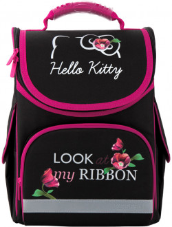 Рюкзак школьный каркасный Kite Education Hello Kitty для девочек 950 г 35х25х13 см 11.5 л Черный (HK20-501S) + пенал в подарок