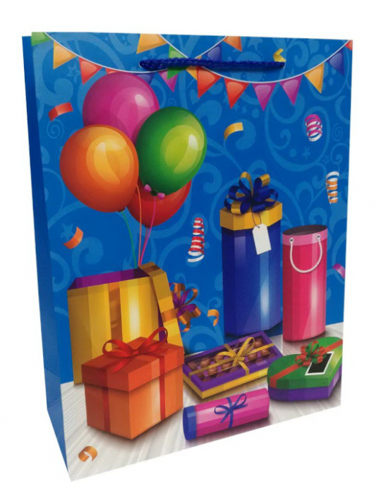 Пакет картон 200грм, &quot;Подарки на День Рождения&quot;, 31*42*12см Фото