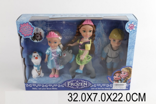 Кукла &quot;Frozen &quot; BX032-1 (48шт/3) Анна, Эльза, Крист, олень Свен, снеговик Олаф, в кор.32*7*22см Фото