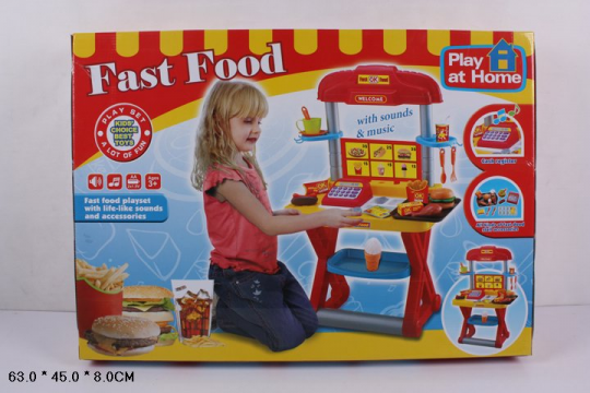 Набор &quot;Fast Food &quot; 661-63 (10шт) батар, звук, касса, продукты, посуда, в кор.63*8*45см Фото