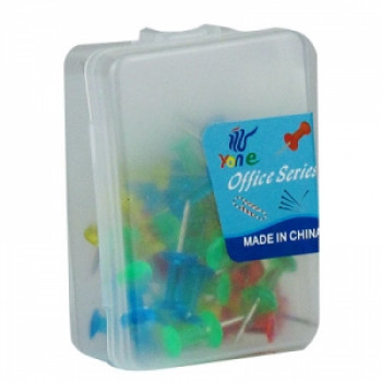 Кнопки гвоздики цветные прозрачные в пластик боксе 9-165 (24806)