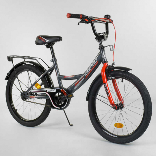 Велосипед 20&quot; дюймов 2-х колёсный  &quot;CORSO&quot; CL-20 Y 9703 (1) СЕРО-КРАСНЫЙ, ручной тормоз, звоночек, СОБРАННЫЙ НА 75% в коробке Фото