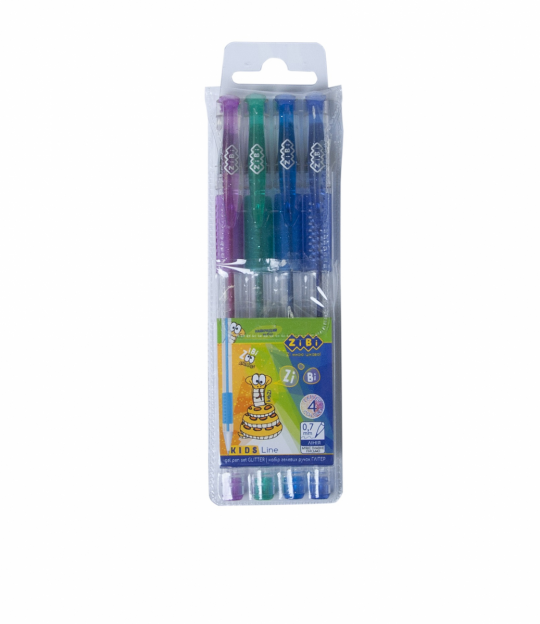 Набір з 4-х гелевих ручок GLITTER (з блискітками), 4 кольори Фото