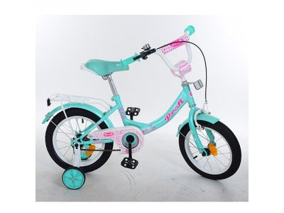 Велосипед детский PROF1 14д. Y1412 (1шт) Princess,мята,звонок,доп.колеса
