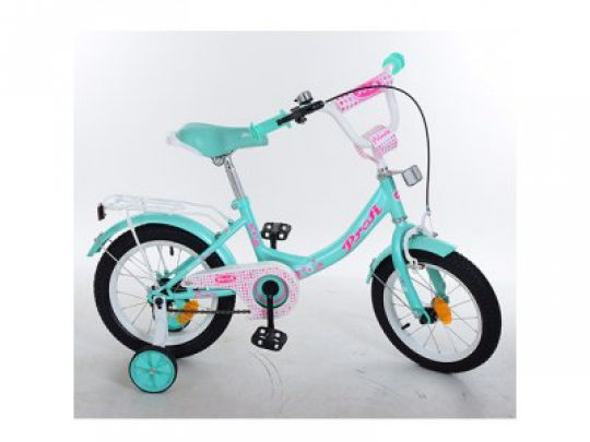 Велосипед детский PROF1 14д. Y1412 (1шт) Princess,мята,звонок,доп.колеса Фото