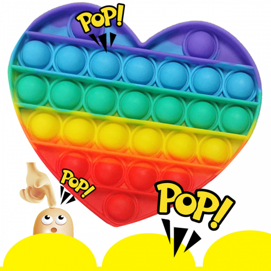 Pop It радужное сердце - сенсорная игрушка, пупырка, поп ит антистресс, pop it fidget, попит, Фото