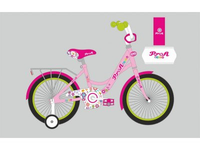 Велосипед детский PROF1 18д. Y1821-1 (1шт) Bloom, розовый,звонок,доп.колеса