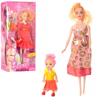 Кукла с нарядом 553B (60шт) 27см, беременная, дочка10см, платья, в кор-ке, 32,5-16-5см