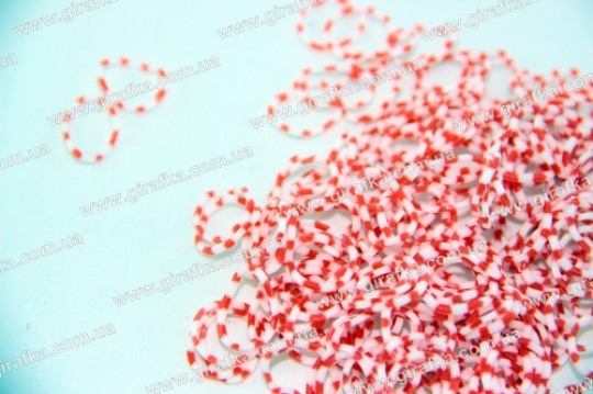 Полосатые резинки для плетения 200 штук бело-красные купить Фото