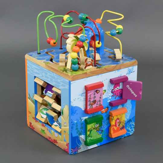 Куб-логика деревянный с развивающими заданями, бизиборд Фото