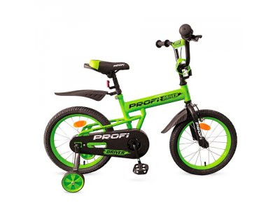 Велосипед детский PROF1 16д. L16113 (1шт) Driver,салатовый,доп.колеса