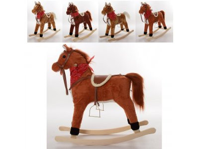 Качалка MP 0086-3 (4шт) лошадь, 69-71,5-28см, муз,звук(англ),подвиж.рот/хвост, 3цвета, на бат-ке