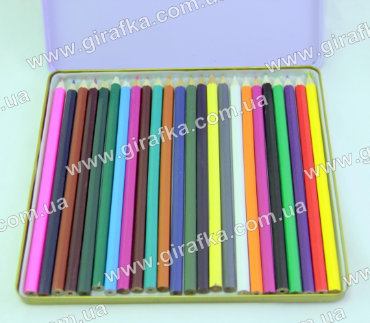 Цветные карандаши в железном пенале 24 цвета Фото