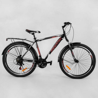 Велосипед Спортивный CORSO «Phantom» 26&quot; дюймов 23397 (1) рама металлическая, SunRun 21 скорость, крылья, багажник, собран на 75%