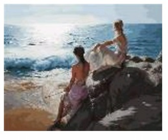 Картина по номерам &quot;Девушки у моря&quot; 40*50см,крас.-акрил,кисть-3шт.(1*30) Фото