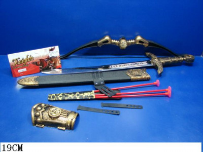 Набор оружия 6651A/6651B (60шт/2) меч, лук и стрелы, ...в пакете 19см