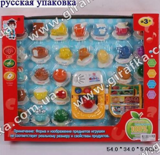 Муз.разв.игрушка HY2012-D6 (24шт/2) &quot;Холодильник &quot; батар., свет., с продуктами, в кор. 54*34*5см Фото