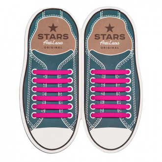 Силиконовые  шнурки AntiLaces Stars, 56,5 мм, 12 шт, розовые