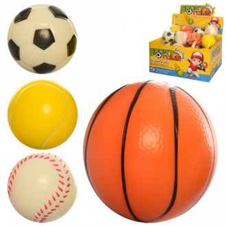 Мяч детский фомовый E3005 (576шт) 7см, 24шт(4 вида) в дисплее, 29,5-22,5-15см