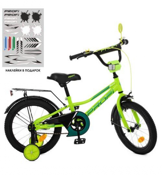 Велосипед детский PROF1 18д. Y18225 (1шт) Prime, салатовый,звонок,доп.колеса Фото