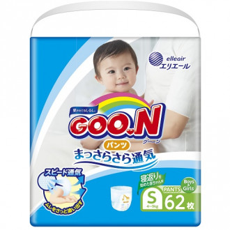 Трусики-подгузники GOO.N для активных детей 4-9 кг (размер S, унисекс, 62 шт)