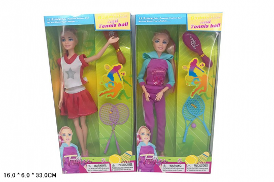 Кукла типа &quot;Барби&quot; JX100-91 (48шт/2) 2 вида, шарнирная, ракетки, расческа, в кор.33*16*6см Фото