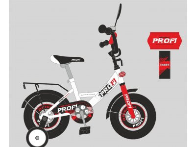 Велосипед детский PROF1 18д. XD1845 (1шт) Original boy,бело-красный,свет,звонок,зерк.,доп.колеса