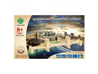Конструктор P083 (12шт) деревянные пазлы 3D, мост, 143дет, в кор-ке,37-29-1,5см