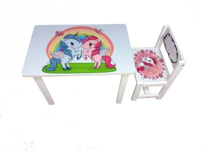 Детский стол и стул BSM2K-04 unicorns - единороги