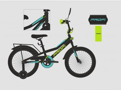 Велосипед детский PROF1 20д. Y20224 (1шт) Prime,черный (мат),звонок,подножка