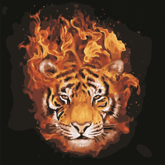 Картина по номерам &quot;Тигр в огне&quot;,  в термопакете  40*40см, ТМ ArtStory Фото