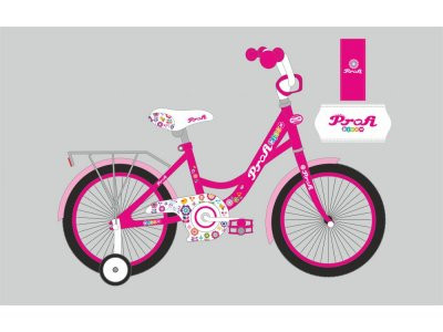Велосипед детский PROF1 18д. Y1823-1 (1шт) Bloom,малиновый,звонок,доп.колеса