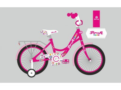Велосипед детский PROF1 20д. Y2023-1 (1шт) Bloom,малиновый,звонок,подножка