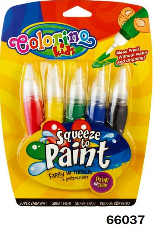 Ручка &quot;JUMBO&quot; с кисточкой наполненная краской, 5 цветов, ТМ Colorino Фото