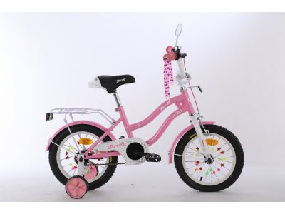 Велосипед детский PROF1 18д. XD1891 (1шт) Star, розовый,свет,звонок,зерк.,доп.колеса