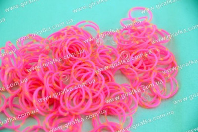 Набор DIY резиночки для плетения розовые с оранжевыми точками