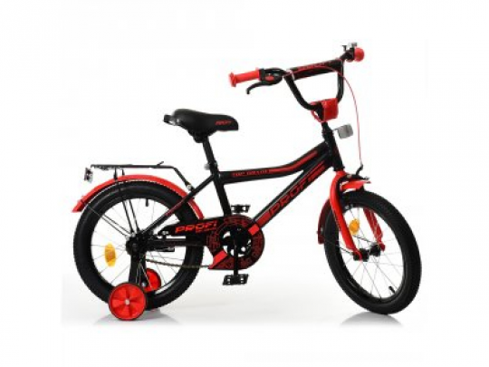 Велосипед детский PROF1 14д. Y14107 (1шт) Top Grade,черно-красн.(мат),звонок,доп.колеса Фото