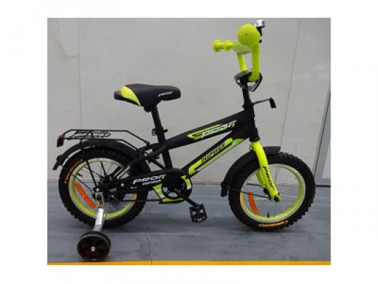 Велосипед детский PROF1 18д. G1851 (1шт) Inspirer,черно-салат(мат),звонок,доп.колеса Фото
