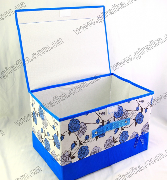 Ящик для хранения голубой &quot;Цветы&quot; Фото
