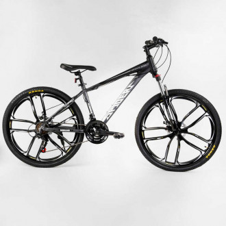 Велосипед Спортивный CORSO «Spider» 26&quot; дюймов 10727 (1) рама алюминиевая, оборудование Shimano 21 скорость, литые диски, собран на 75%