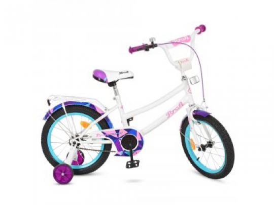 Велосипед детский PROF1 16д. Y16163 (1шт) Geometry,белый,звонок,доп.колеса Фото
